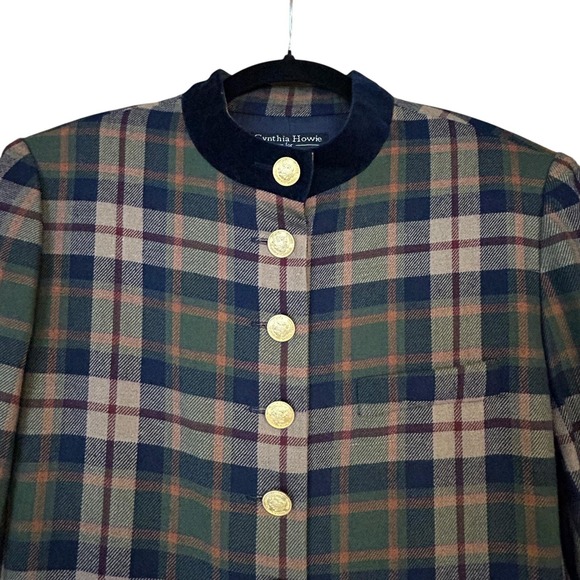 Vintage Heritage Tartan Plaid Maxi Dress Size 10 Velvet Collar Button Front - Picture 4 of 8